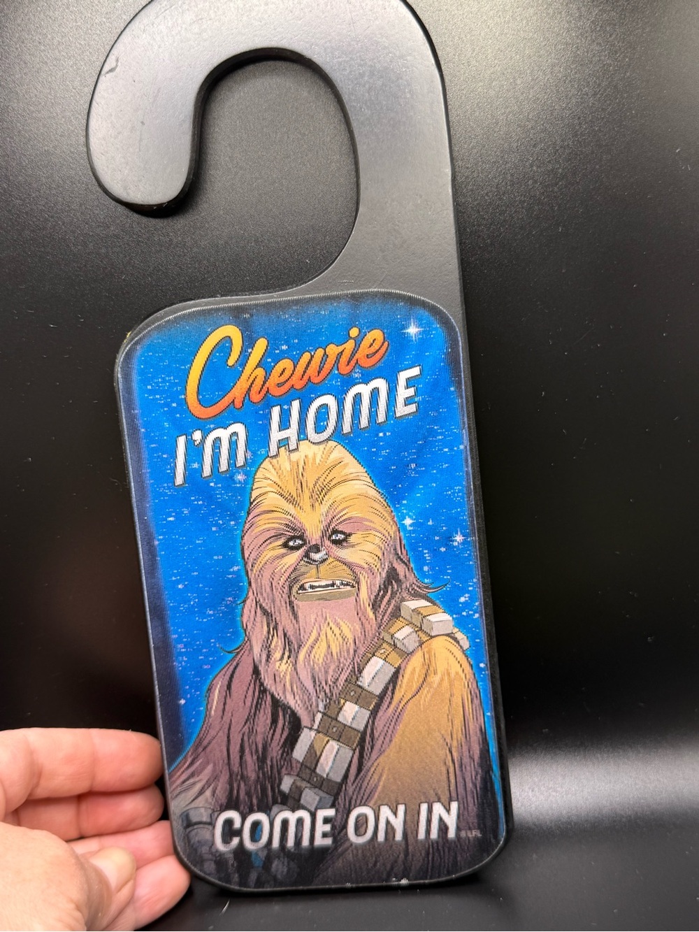 Chewie/Darth I'm Home Door Hanger - hologram